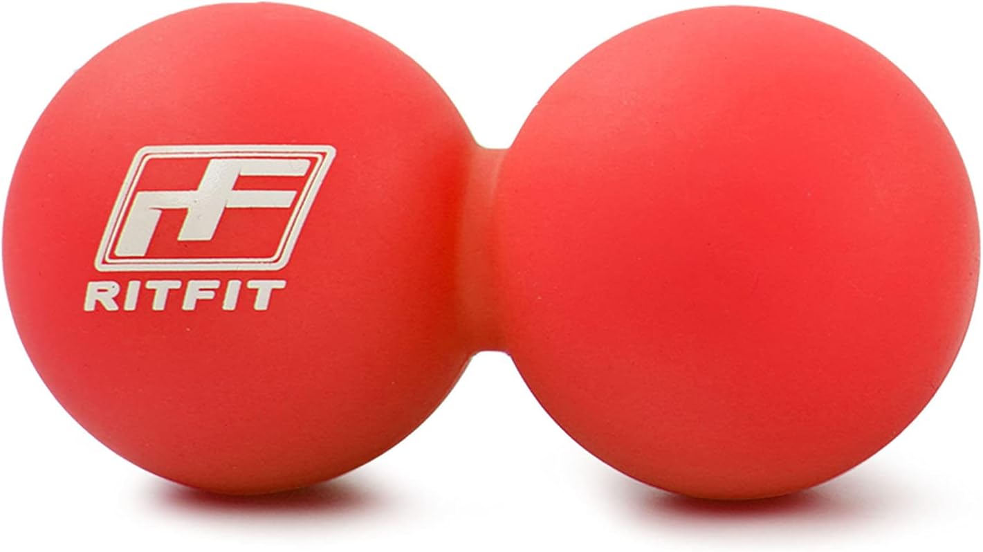 RitFit Peanut Massage Lacrosse Ball for Myofascial Release, Trigger Point Therapy, Muscle Knots, and Yoga Therapy. Single Massage Ball Carry with Bag and Workout Guide (Red) : Health & Household