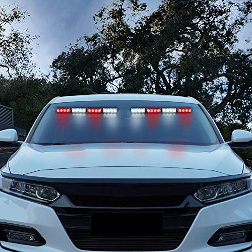 Aspl 32Led Visor Lights 26 Flash Patterns Windshield Emergency Hazard Warning Strobe Beacon Split Mount Deck Dash Lamp With Extend Bracket (Red/White /Red/White) #TOP5