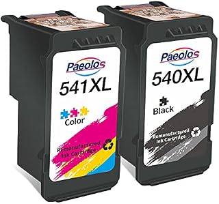 Paeolos 540 and 541 Ink Cartridges for Canon 540XL 541XL Twin Pack Black Colour for Canon Pixma MG3650 MG3600 MG4250 TS5151 TS5150 MX475 MG3250 MG3550 MG3150 MX535 MG3200 MG4200 MG3500