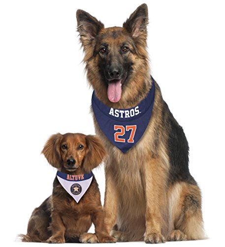 Image of MLBPA Reversible Dog Bandana - Jose Altuve #27 Pet Bandana - MLB Houston Astros Home & Away Bandanna, Large /X-Large