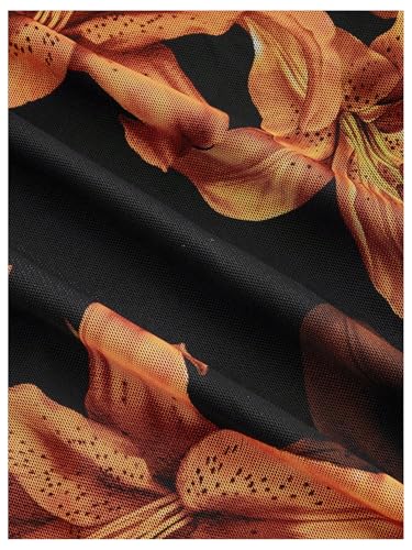 Image of BEAUDRM Women's Sexy Floral Plus Size Dress Date Night Club Cocktail Dress | Summer Vintage Mesh Bodycon Maxi Dress, Elegant Wedding Guest Dresses