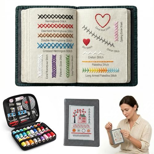 VVQWCY Embroidery Stitch Book Set Stickbuch Zum Selber Sticken Erwachsene Stickset