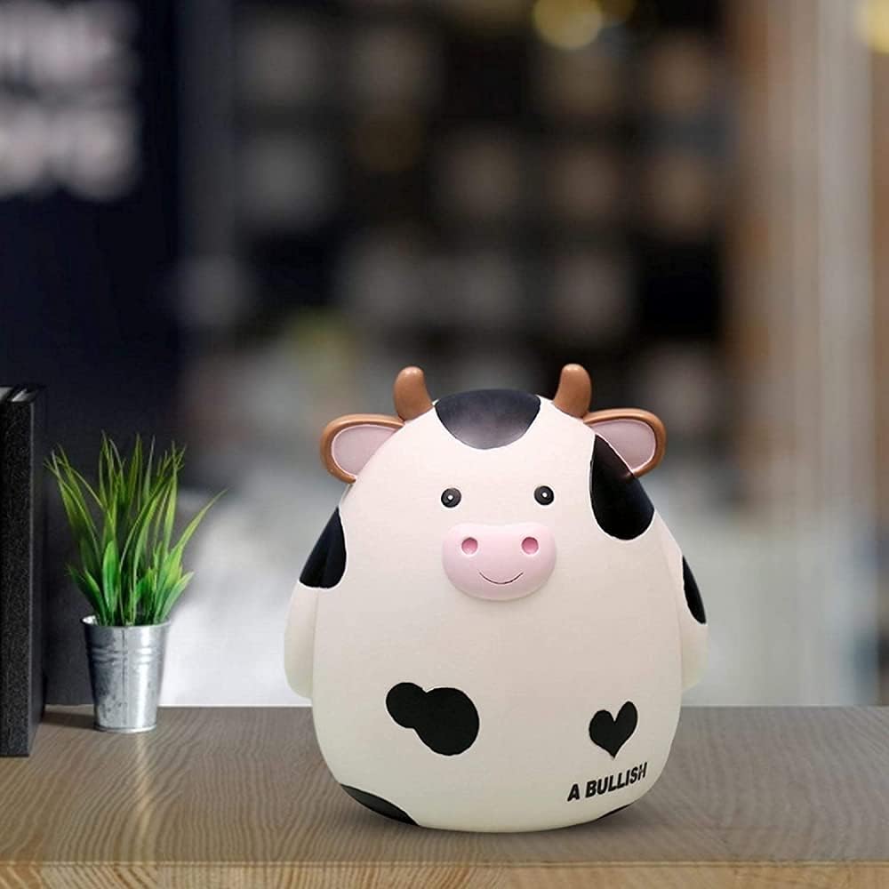 貯金箱大容量ブルシェイプ貯金箱かわいいコイン貯金箱クリエイティブでユニークなギフト-white||15*16cm