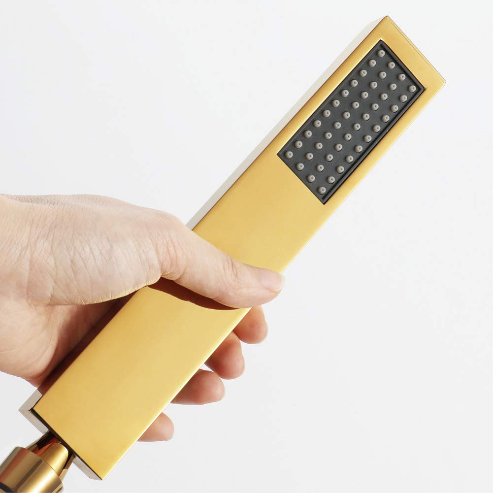 Accesorios De Baño Para Baño Cabezal De Ducha Portátil Cuadrado De Cobre Recto Titanio Dorado Ducha De ManoAlcachofas Móviles