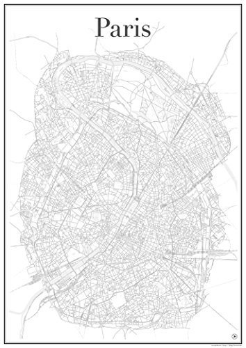 Paris Poster - città Plan Poster Staßennetz (60 cm x 84 cm) stampata