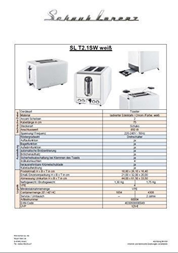 Schaub Lorenz Toaster SL T2.1 SW, weiß – Bild 3