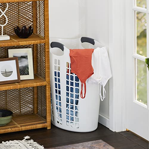 Gracious Living 91786-5C Easy Carry Flex 87.5 Liter Dirty Clothes Basket, Large Fully Ventilated Plastic Laundry Hamper Bin With Handles, White #TOP4