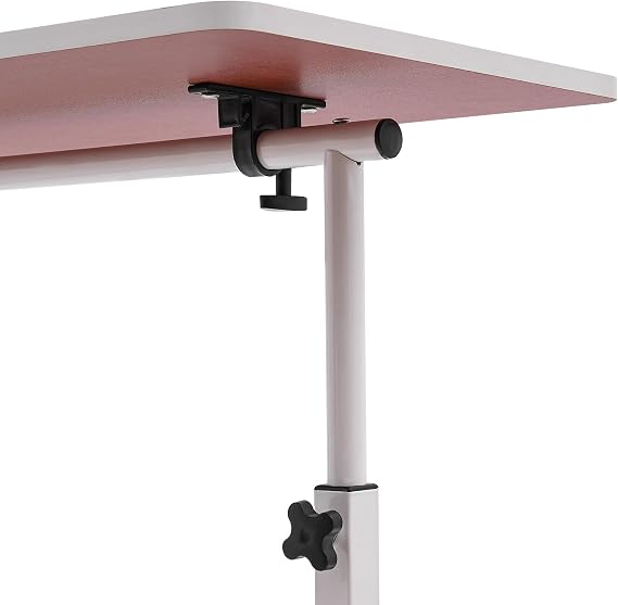 Height Adjustable Mobile Standing Desk with 360 Swivel Wheels and Brakes, Adjustable Tilt Angle Desktop, Sturdy Rectangular Structure Supports 22 lbs Load,for Home Office Workspace Organization