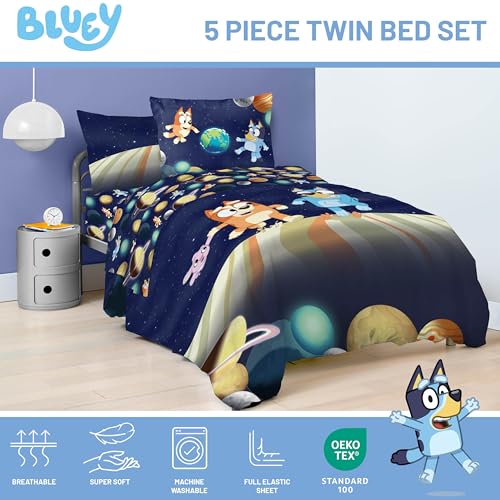 Image of Bluey Bingo Twin Comforter Set 5 Piece Soft Kids Cartoon Bedding, Blue