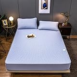 Material: tela de seda fresca, relleno de látex, fácil de plegar y almacenar, se mantiene fresco en verano, fresco y transpirable, la profundidad es de 30 cm, se usa para varios colchones. Incluye sábana ajustable y funda de almohada.