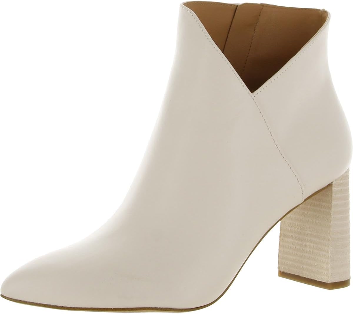 Jessica Simpson Womens Abrina Leather Block Heel Shooties Ivory 8.5 Medium (B,M)