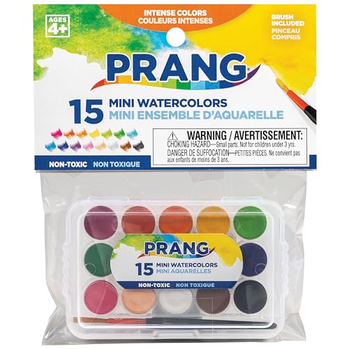 Prang Mini Watercolor Paint Sets, (Bulk Pack of 24) Palette Tray and Brush, 15 Assorted Colors, Art Party Favors, Prizes, Stocking Stuffers by Prang - Image 3