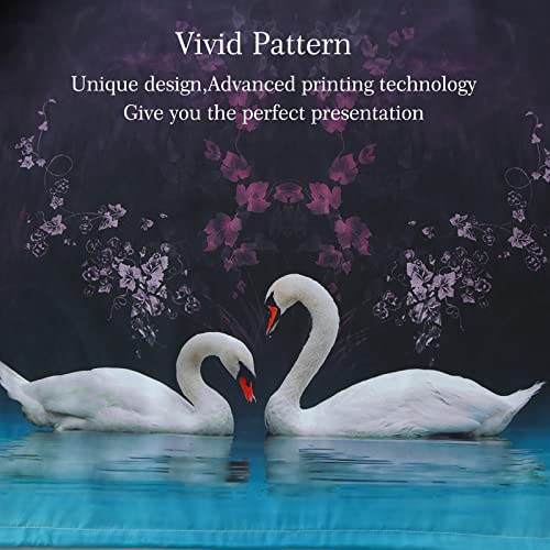 Yaxi 3D Swan Wallpaper Shower Curtain For Bathroom,Pink Landscape Painting Shower Curtain 72X72Inches,Waterproof Machine Washable Shower Curtain With 12 Hooks #TOP2