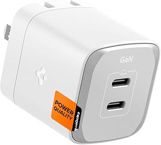 Spigen GaN III 452 45W 2 Ports Compact Foldable Dual USB C Wall Charger PD PPS Fast Charging Block Adapter for iPhone 15 Plus Pro Max 14 13 12 Mini iPad Air Pro Galaxy S23/S22/S21 Note 20 Pixel