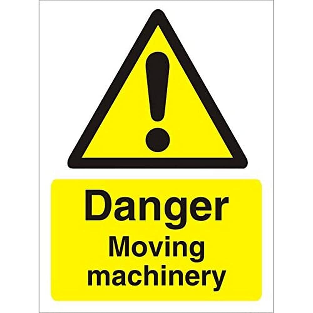 Warning Sign Moving Machinery Adhesive Plastic 30 x 20 cm