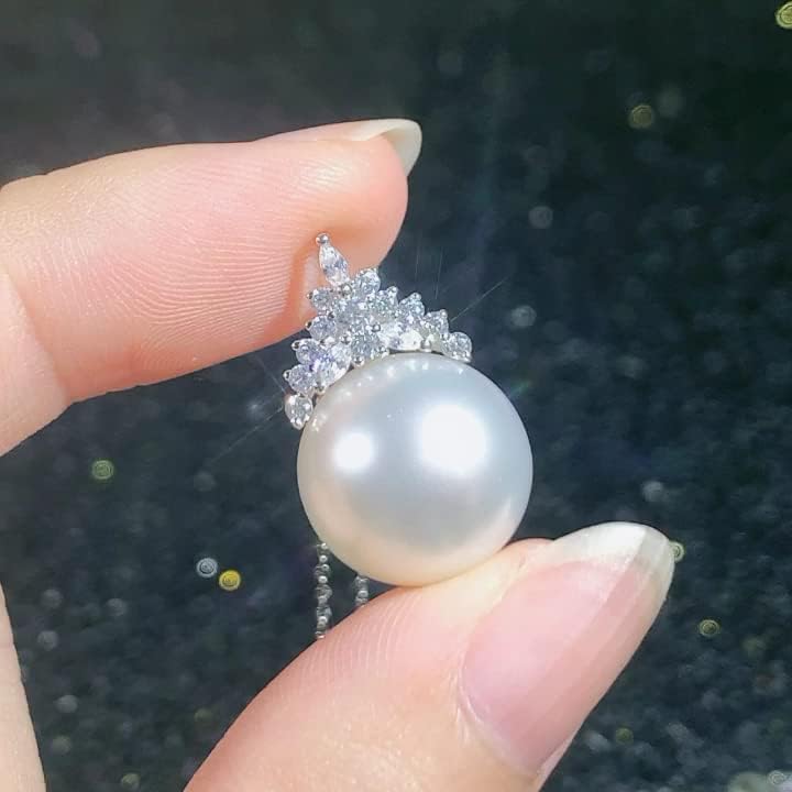 NONNYL Akoya Japanese Pearl Necklace for Women- Pearls Pendant Necklace 9-10mm Round Pearls White Pendant 18 inch Sterling Silver Chain - Jewelry Gifts for Women Wife Mom Grandma Daughter