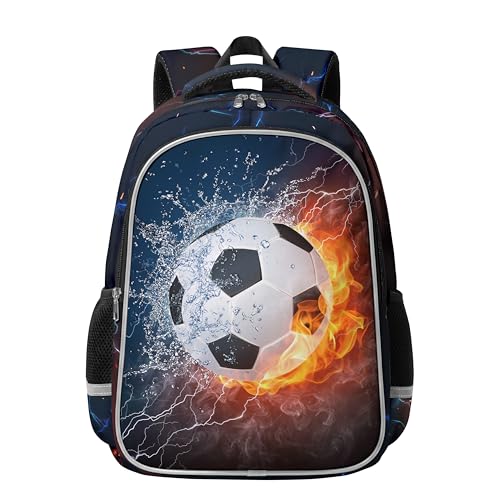 Ajiusmm Soccer Backpack for Boys Sports Travel Back Pack Lightweight Waterproof Kids BookBag for Elementary Middle School