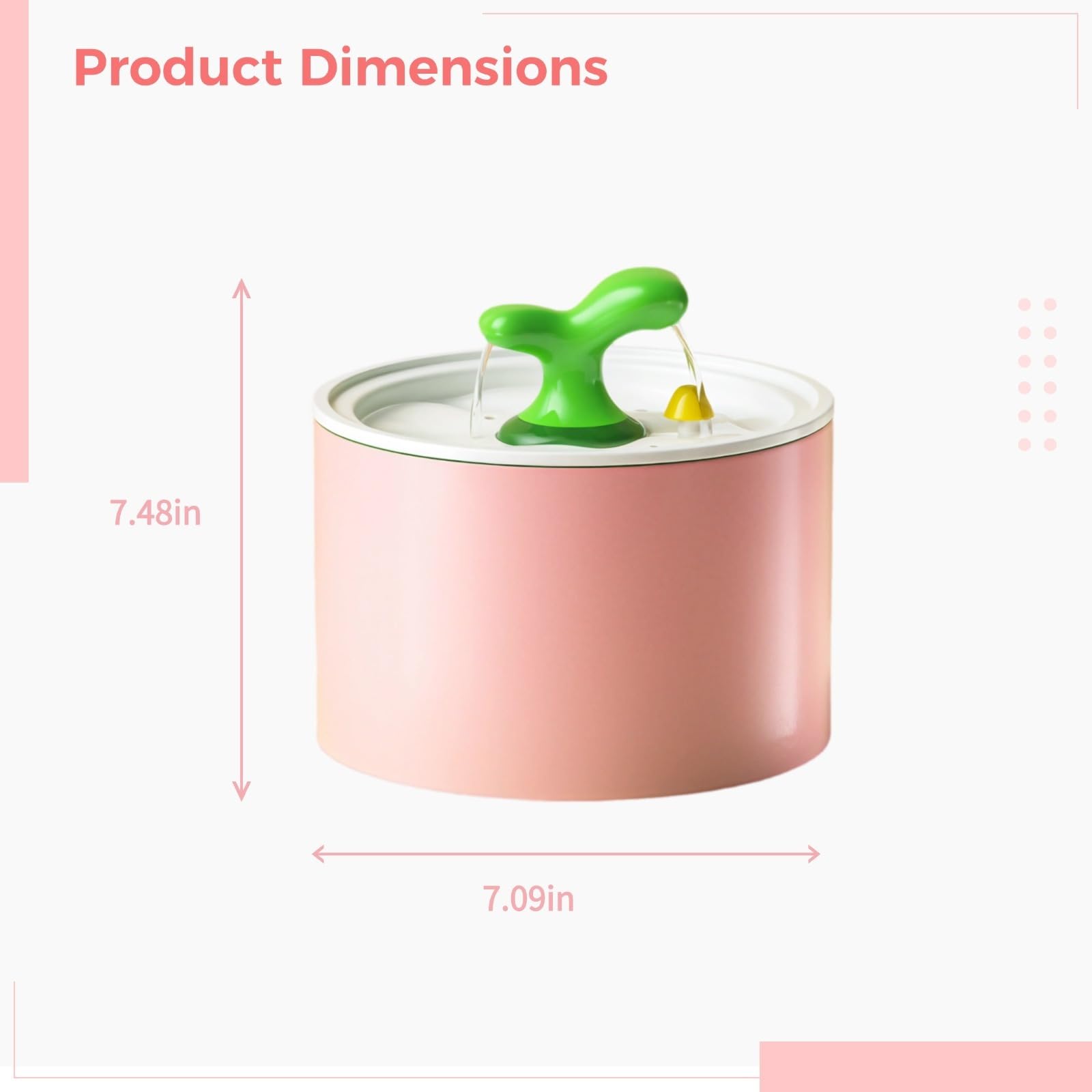 Fuente de cerámica para gatos con filtración de 5 etapas, dispensador de agua de 50 onzas para perros y gatos pequeños, cuenco automático silencioso con diseño de brote de árbol
