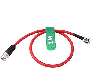 HangTon 12G SDI Raw 4K 60p Video Cable Right Angle to Straight BNC 75 ohm Coaxial Shielded for Sony Alexa DSMC2 Camera Blackmagic SmallHD Atomos Monitor (50cm, Red)