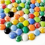 HappyFiller Colored Glass Gems Flat Marble Vase Filler Mosaics for Crafts,Aquarium Pebbles,Coffee Table Decor,Stepping Stone Beads,Mancala Board Game Replacement,Garden Landscape,9 Opal Colors,1 LB
