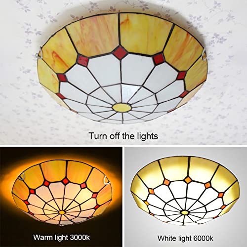 Lámpara de techo LED de vidrieras estilo mediterráneo vintage regulable LWX amarillo 7