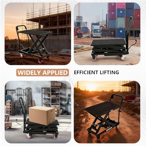 Image of Hydraulic Lift Table Cart, 330 LBS Load Capacity 50 in Lifting Height, Manual Double Scissor Lift Table with Non-Slip Pad and 4 Wheels,Hydraulic Scissor Cart for Material Handling (330 LBS - Double)