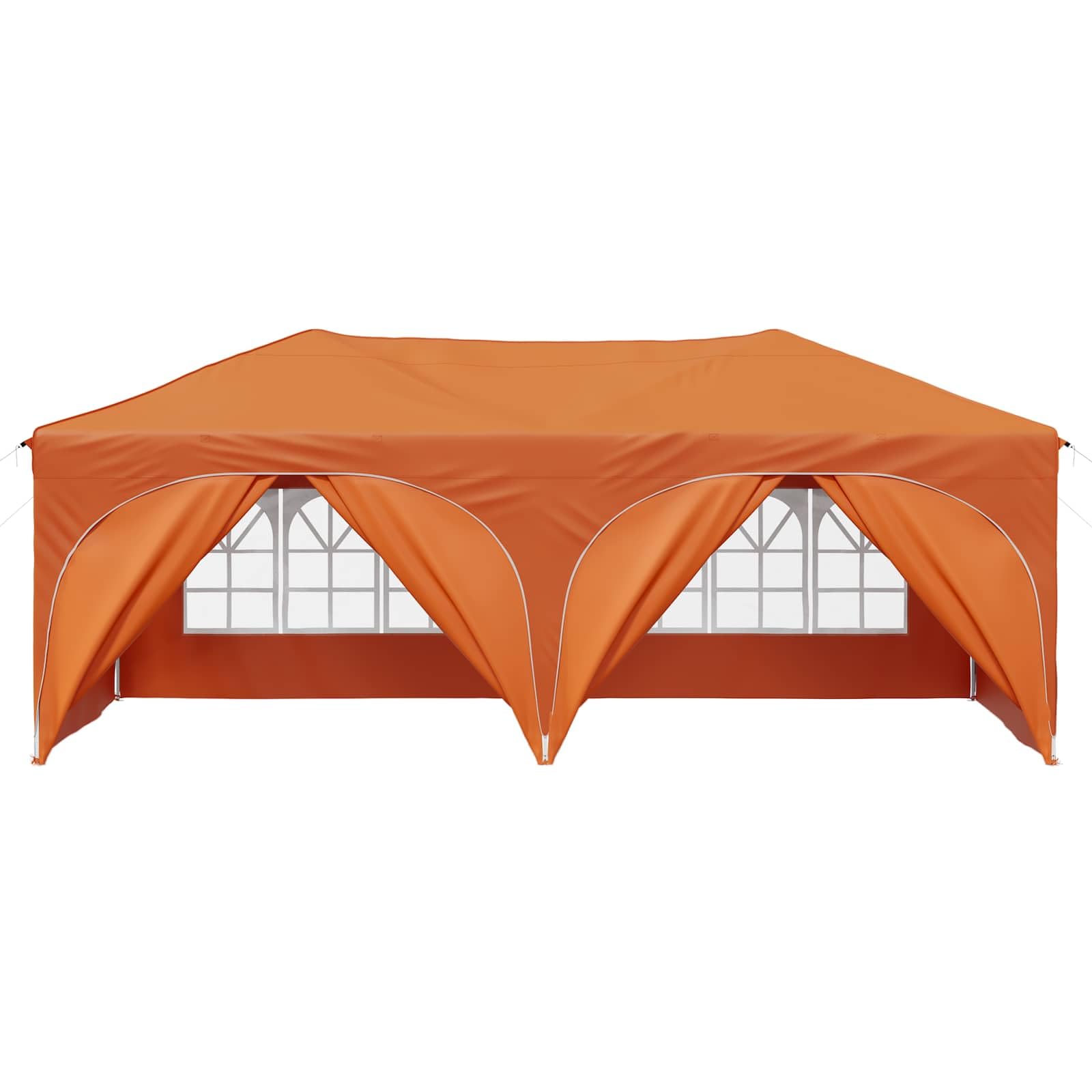 Namiot imprezowy Pop-up z wytrzymałego materiału Oxford 575 x 288 x 245 cm, pomarańczowy, ze stabilnym metalowym stelażem, 6 części bocznych, odporny na warunki atmosferyczne, ochrona przed