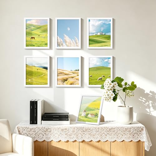 Image of 8x10 Picture Frame Set of 2, Solid Wood Frames, White Woodgrain