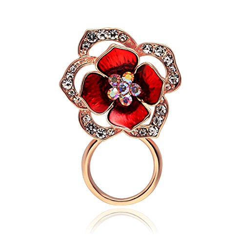 Image of Delicate Blooming Flower Crystal Magnetic Eyeglass Holder Clip Brooch for Clothes