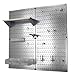 Wall Control Metal Pegboard Organizer Utility Tool Storage and Garage Pegboard Organizer Kit with Metallic Pegboard and White Accessories