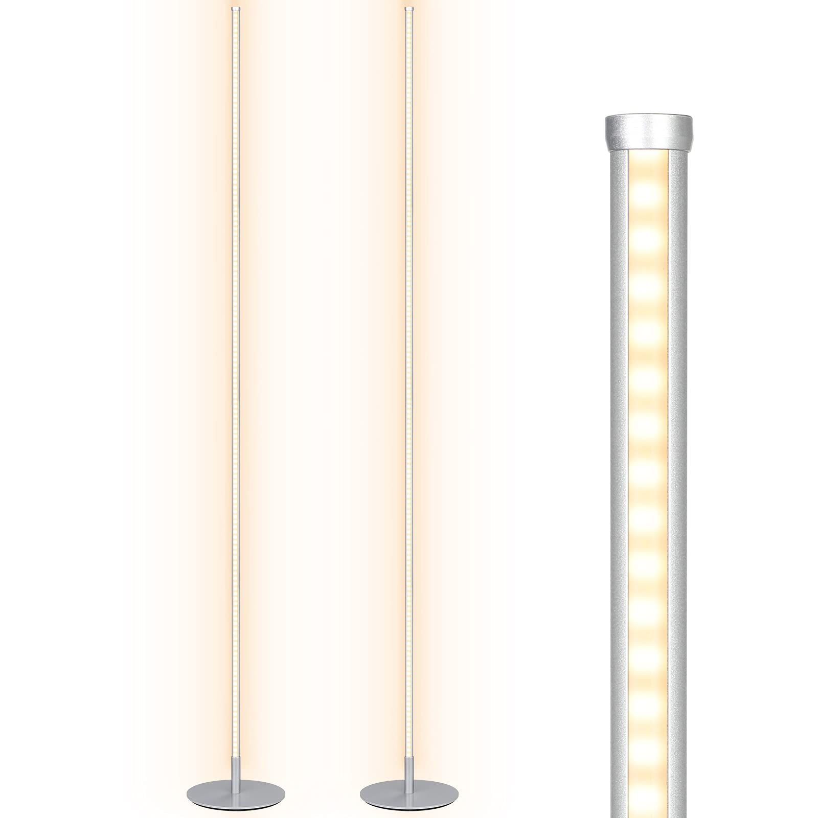 DEWENWILS 57.5" Minimalist LED Corner Floor Lamp, Set of 2 Modern Dimmable Mood Lighting, Standing Tall Floor Lamp for Living Room, Bedroom, Office, 3000K Warm White Light