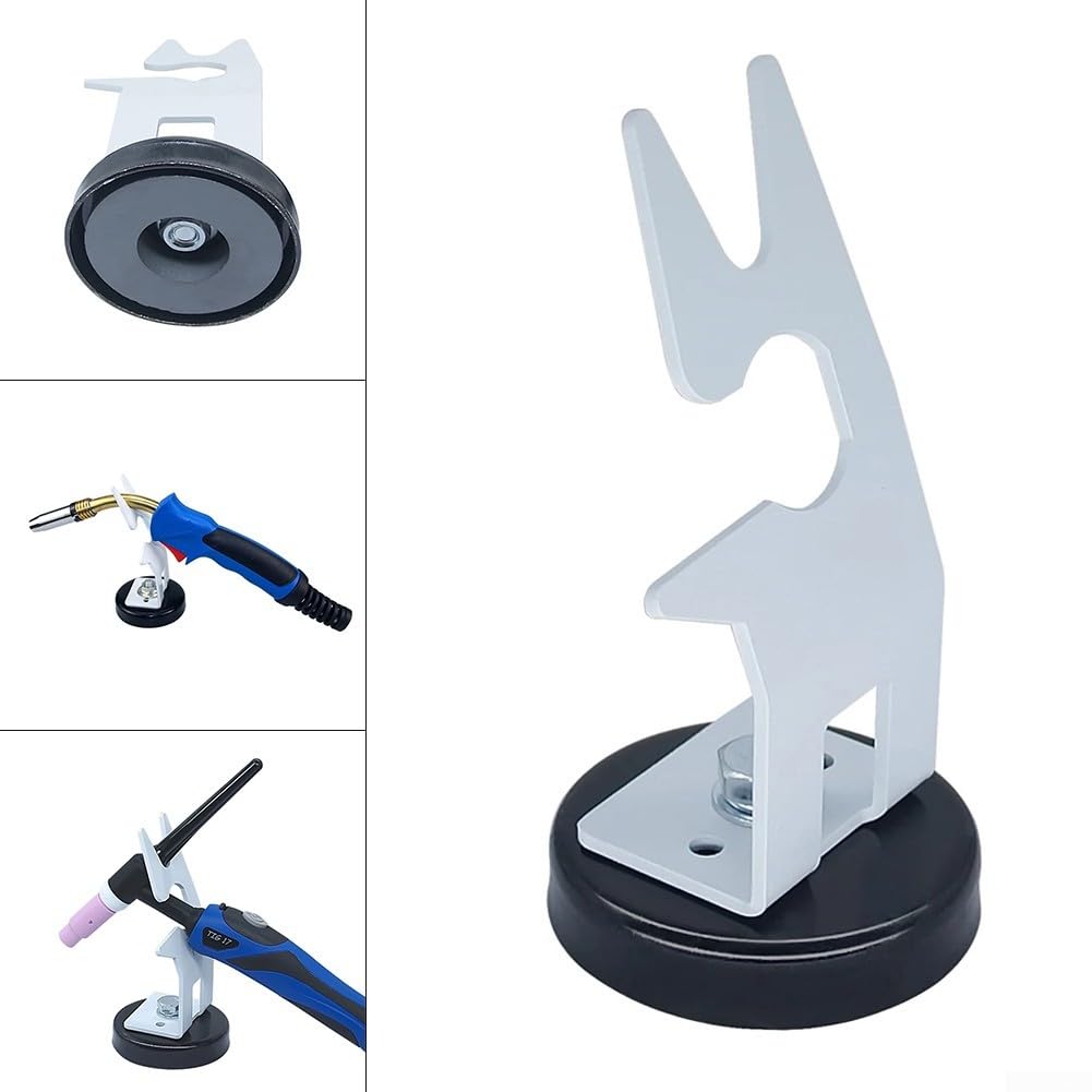 TIG - Supporto magnetico per torce di saldatura, base in acciaio al carbonio, adatto per TIG MIG Plasma, diametro 84 mm, altezza 160 mm, bianco