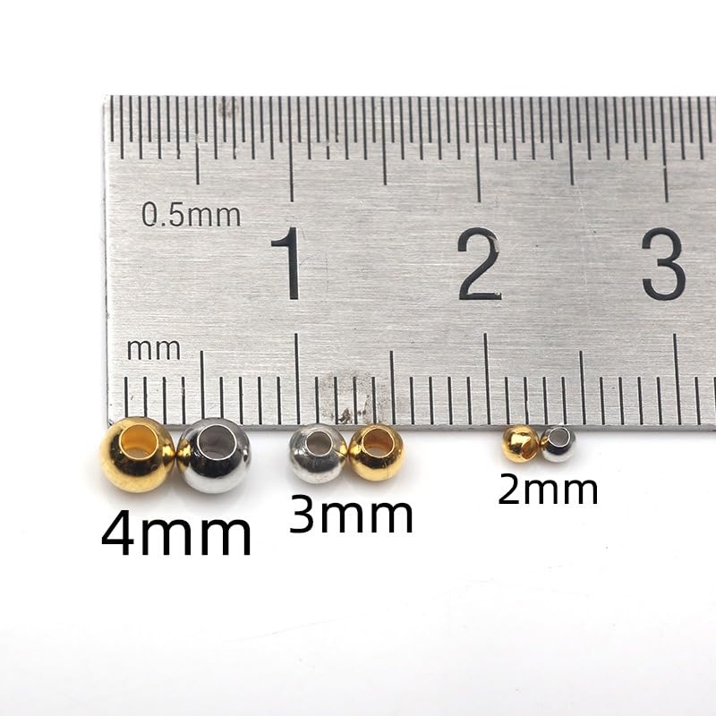 200 cuentas metálicas redondas para pesca 2-4mm miniatura 2
