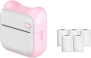 Portable Mini Printer Instant Printing Mini Pocket Printer Thermal Inkless Sticker Maker Machine Mini Printer Wireless Receipt Label Maker Printer for Sticky Scrapbook Label,A,Pink