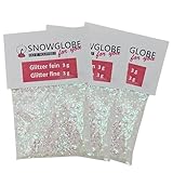 3 x 3 g Glitzer für Schneekugel/Glitzerkugel zum Basteln - für Schneekugel Bastelset - Schneekugel selbermachen - individuelle Glitzerkugel - 40011