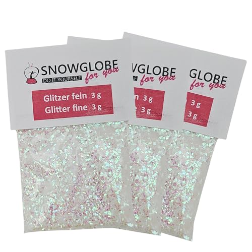 3 x 3 g Glitzer für Schneekugel/Glitzerkugel zum Basteln - für Schneekugel Bastelset - Schneekugel selbermachen - individuelle Glitzerkugel - 40011