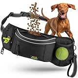 Bello Buddies ® Leckerlitasche für Hunde I Bauchtasche mit Schnellzugriff inkl. wechselbarer Innentasche & Leinenhalter I Futterbeutel Hundetraining I Gassi Tasche Hund I Futterbeutel Hund Schwarz