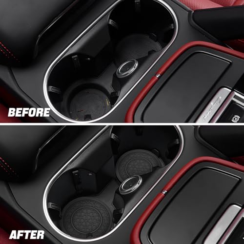Image of Osilly 2 Pack Car Coasters for Cup Holder, 2.75 Inch No-Slip Anti Dust Insert Coaster, Universal Auto Waterproof Coasters Silicon Insulation Cup Mats for Woman Man, Suit for Vehicle Interior (Black)