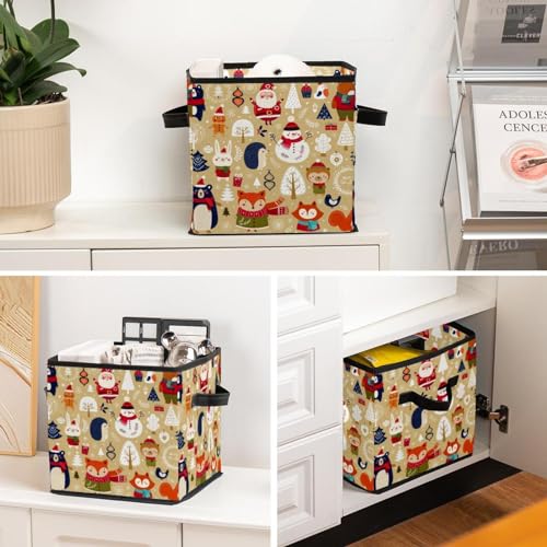 Boîte de rangement pliable en tissu Noël cube déco - 6