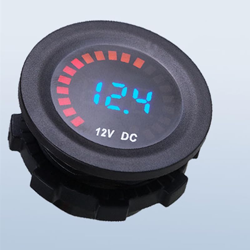 ZYTC Car Waterproof Round Voltmeter 12V Multicolor screen DC LED Digital Voltmeter Automobile Modified Vehicle Instrument Meter Voltage Tester Gauge for Marine Motorcycle Truck Boat RV UTV (Pack of 1)