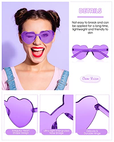 Colzzy 16 Pair Heart Shaped Sunglasses Bulk Witch Birthday Party Sunglasses Candy Color Eyewear for Party Women (Purple)3