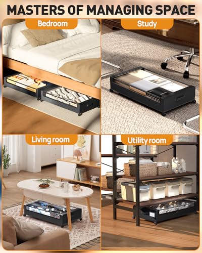 Under-Bed-Storage-With-Wheels-2-Pack-Square-Containers-60L-Bins-Rolling-Metal-Drawer-for-Clothes-Blankets-Shoes