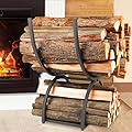 AJART Patio Heavy Duty Firewood: Wood Rack Outdoor for Firewood - 23 inch Fire Log Wood Storage Shelves for Yard Patio Garden - Metal Fireplace Accessories for Inside (23 inch)