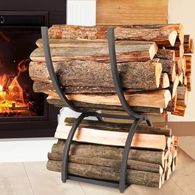 AJART Patio Heavy Duty Firewood: Wood Rack Outdoor for Firewood - 23 inch Fire Log Wood Storage Shelves for Yard Patio Garden - Metal Fireplace Accessories for Inside (23 inch)
