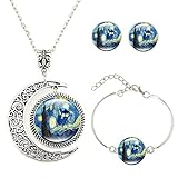 Moon Pendant Tardis Starry Night Necklace Van Gogh Jewelry Personalized Necklace Bracelet Earrings jewelry Set