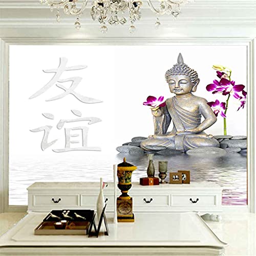 Papier peint moderne Bouddha 3D auto-adhésif géant pour salon et chambre