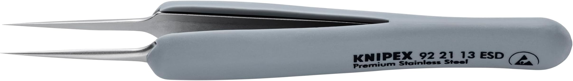 Knipex - Premium Stainless Steel Precision Tweezers-Needle-Point Tips-ESD Rubber Handles (922113ESD)