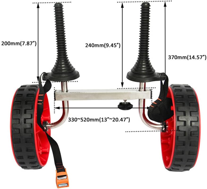 LANGWEI Universal Kayak Cart Trolley Trailer, Portable Lightweight Beach Cart with Strong Aluminum Frame, Adjustable Width, Airless Rubber Large Tires