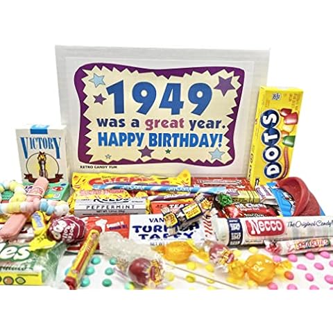 RETRO CANDY YUM ~ 1949 76th Birthday Gift Box of Nostalgic Candy Assortment from Childhood for 76 Year Old Men and Women Born 1949 Jr Cover