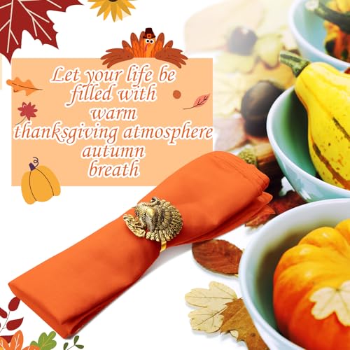 Willbond JIZH-WILLBOND-3439 12 Pcs Turkey Bird Gold Napkin Ring Thanksgiving Turkey Napkin Ring Fall Metal Napkin Holders Gold Serviette Buckles thumb #2